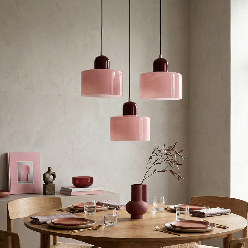Bauhaus Suspension Verre Coloré | Hauteur Ajustable LED | Série Aurora