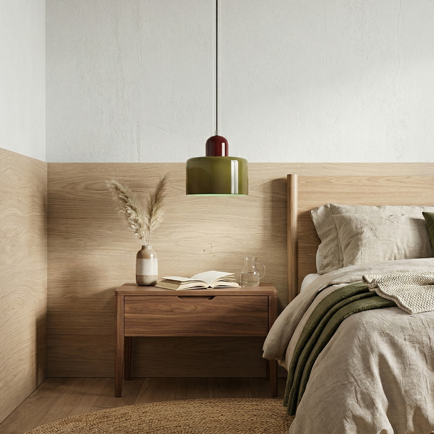 Bauhaus Suspension Verre Coloré | Hauteur Ajustable LED | Série Aurora