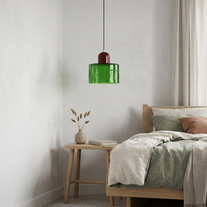 Bauhaus Suspension Verre Coloré | Hauteur Ajustable LED | Série Aurora