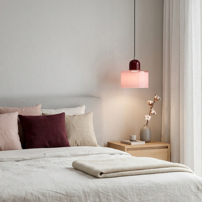 Bauhaus Suspension Verre Coloré | Hauteur Ajustable LED | Série Aurora