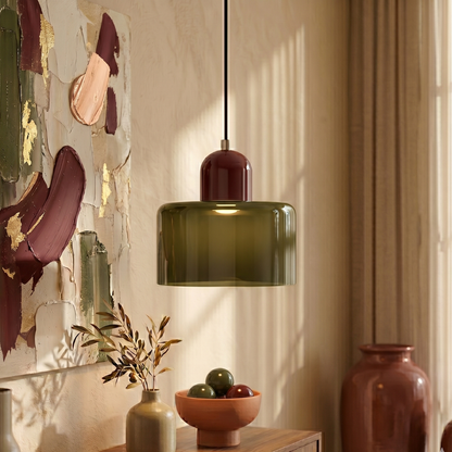 Bauhaus Suspension Verre Coloré | Hauteur Ajustable LED | Série Aurora
