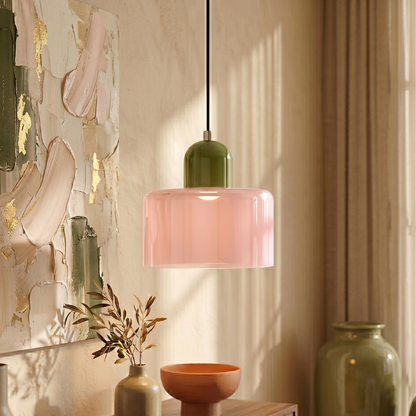 Bauhaus Suspension Verre Coloré | Hauteur Ajustable LED | Série Aurora