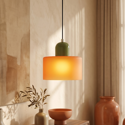 Bauhaus Suspension Verre Coloré | Hauteur Ajustable LED | Série Aurora