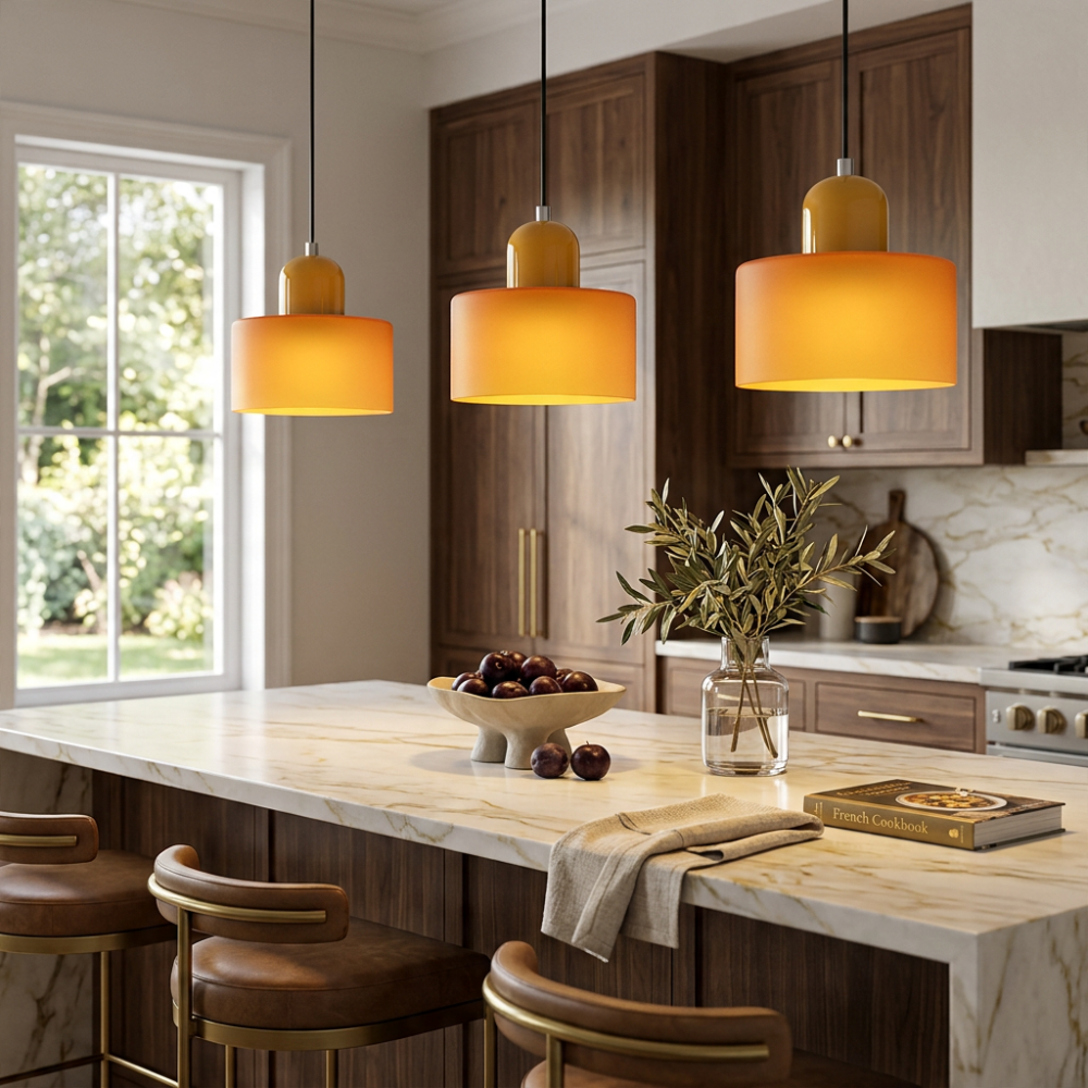 Bauhaus Suspension Verre Coloré | Hauteur Ajustable LED | Série Aurora