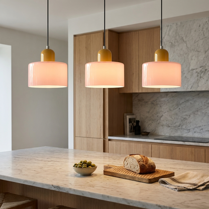 Bauhaus Suspension Verre Coloré | Hauteur Ajustable LED | Série Aurora
