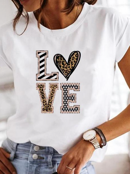 Imprimé T Shirt Coton Jersey | Col Rond, Manches Courtes | Série Minimaliste