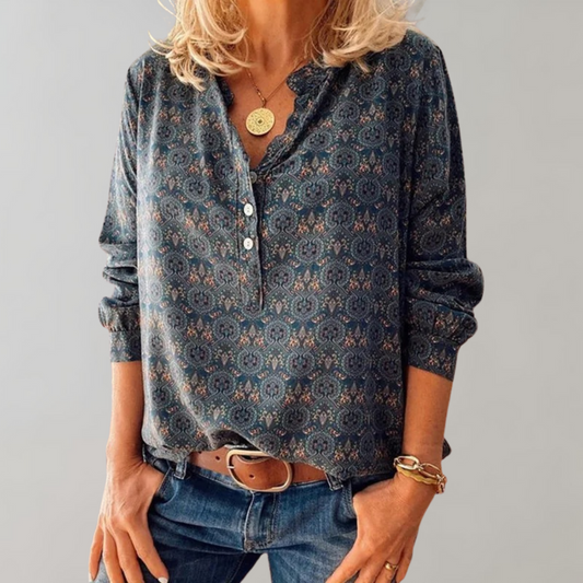 Blouse Bohème Femme Tissu Léger | Imprimé Boho Coupe Décontractée | Série Zéphyr