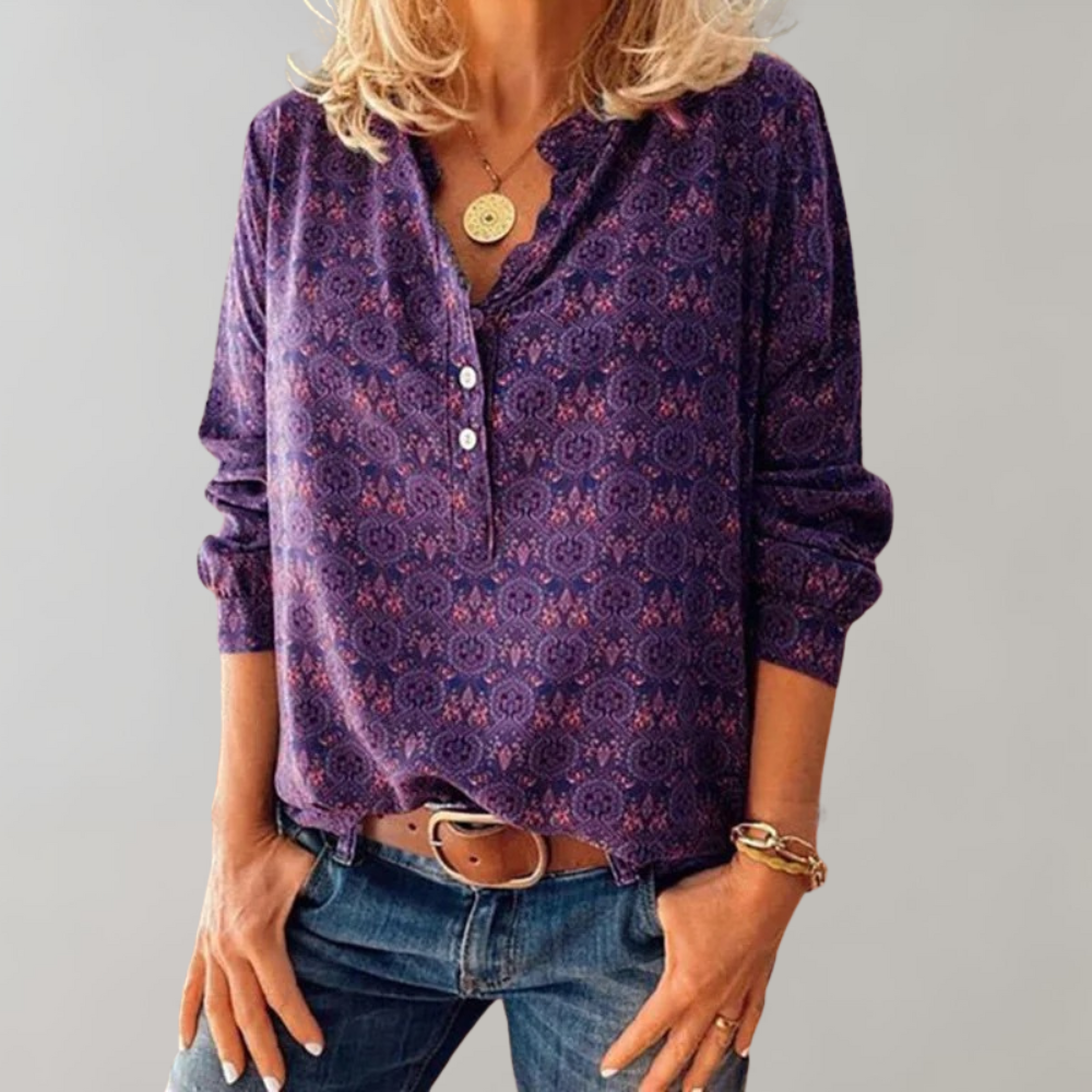 Blouse Bohème Femme Tissu Léger | Imprimé Boho Coupe Décontractée | Série Zéphyr