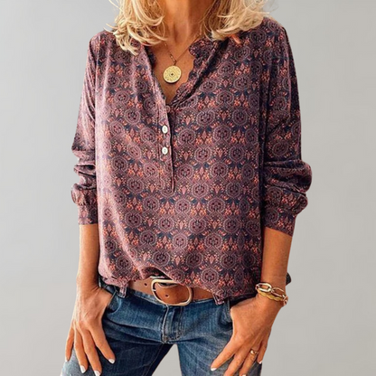 Blouse Bohème Femme Tissu Léger | Imprimé Boho Coupe Décontractée | Série Zéphyr