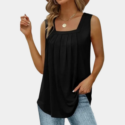 Top Sans Manches Femme | Coton Respirant | Plis Élégants Confort | Série Soleil