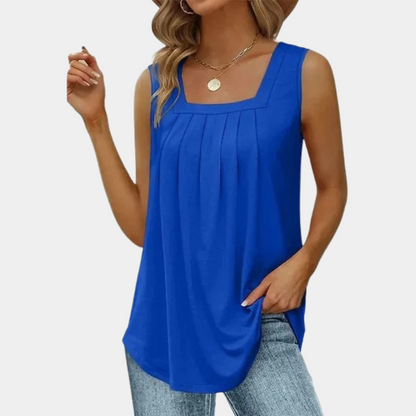 Top Sans Manches Femme | Coton Respirant | Plis Élégants Confort | Série Soleil