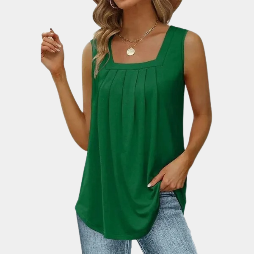 Top Sans Manches Femme | Coton Respirant | Plis Élégants Confort | Série Soleil