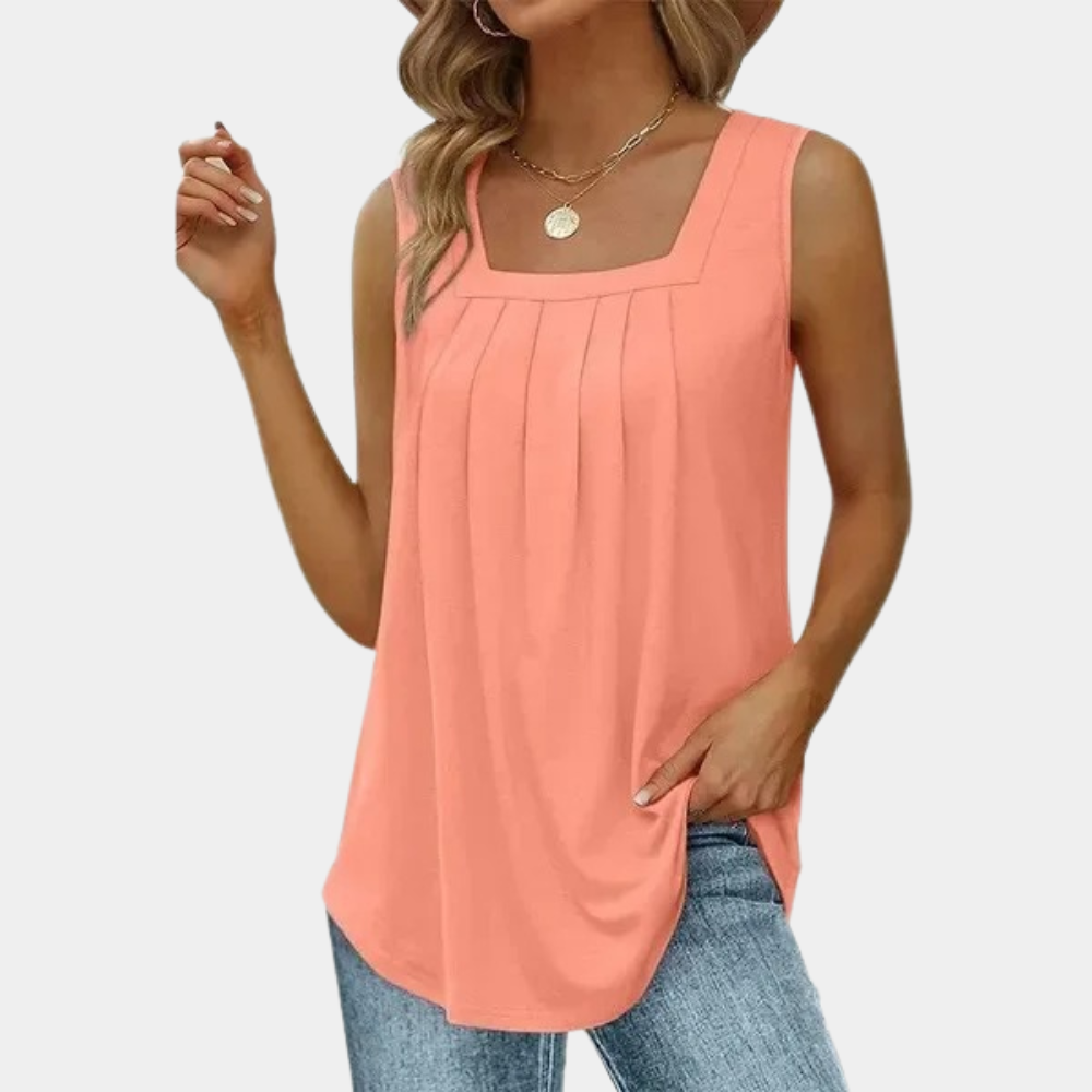 Top Sans Manches Femme | Coton Respirant | Plis Élégants Confort | Série Soleil