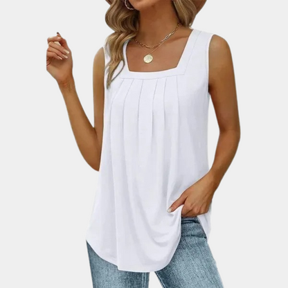 Top Sans Manches Femme | Coton Respirant | Plis Élégants Confort | Série Soleil