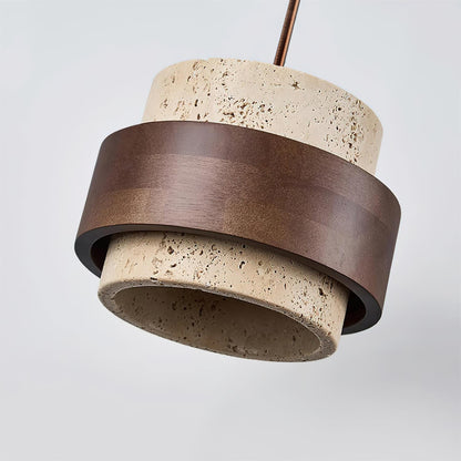 Perra Suspension Travertin | Abat-Jour Cylindrique | Câble Réglable