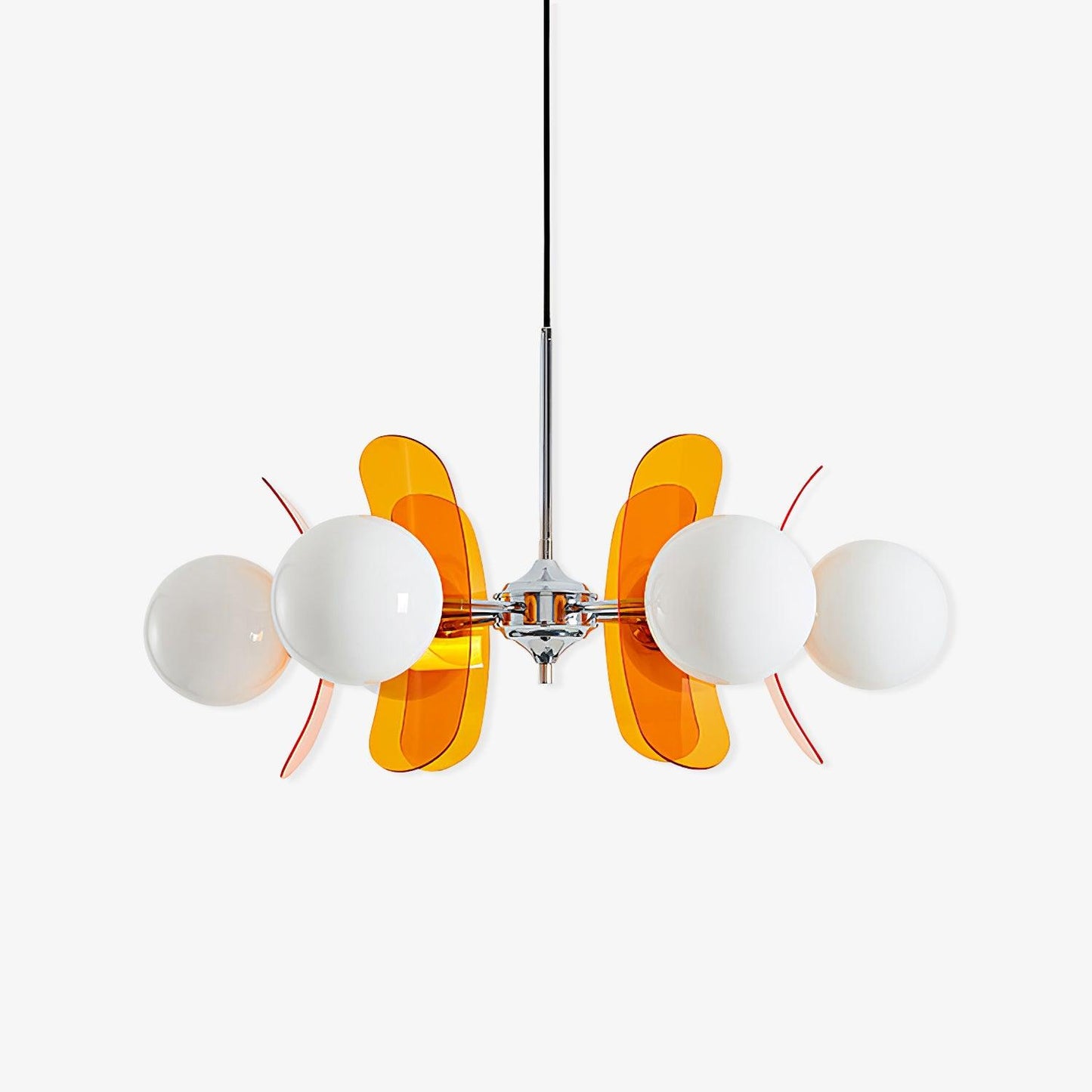 Suspension Florale Métal Verre | Câble Réglable Abat-jour Verre | Série Éclat