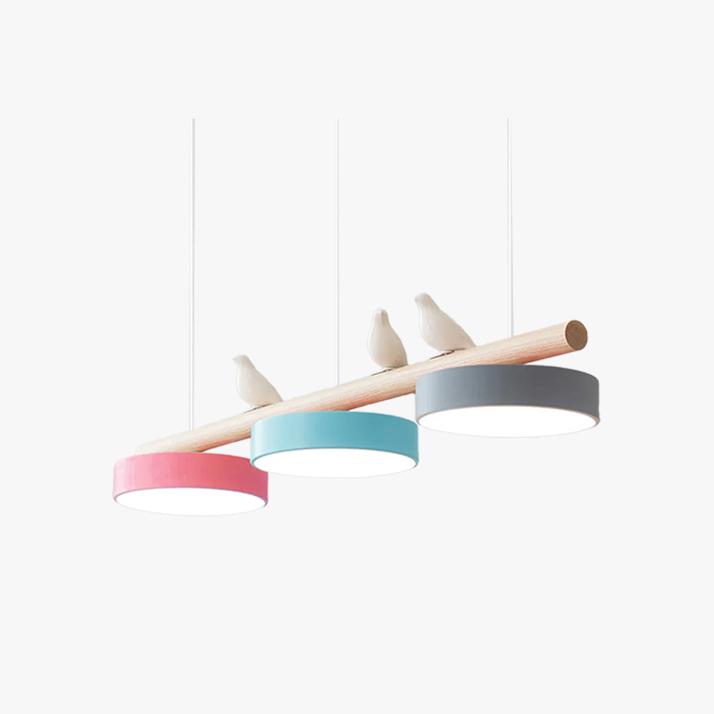 Oiseau Suspension Métal-Bois | LED Intégrée, Ampoule Incluse | Série Atelier