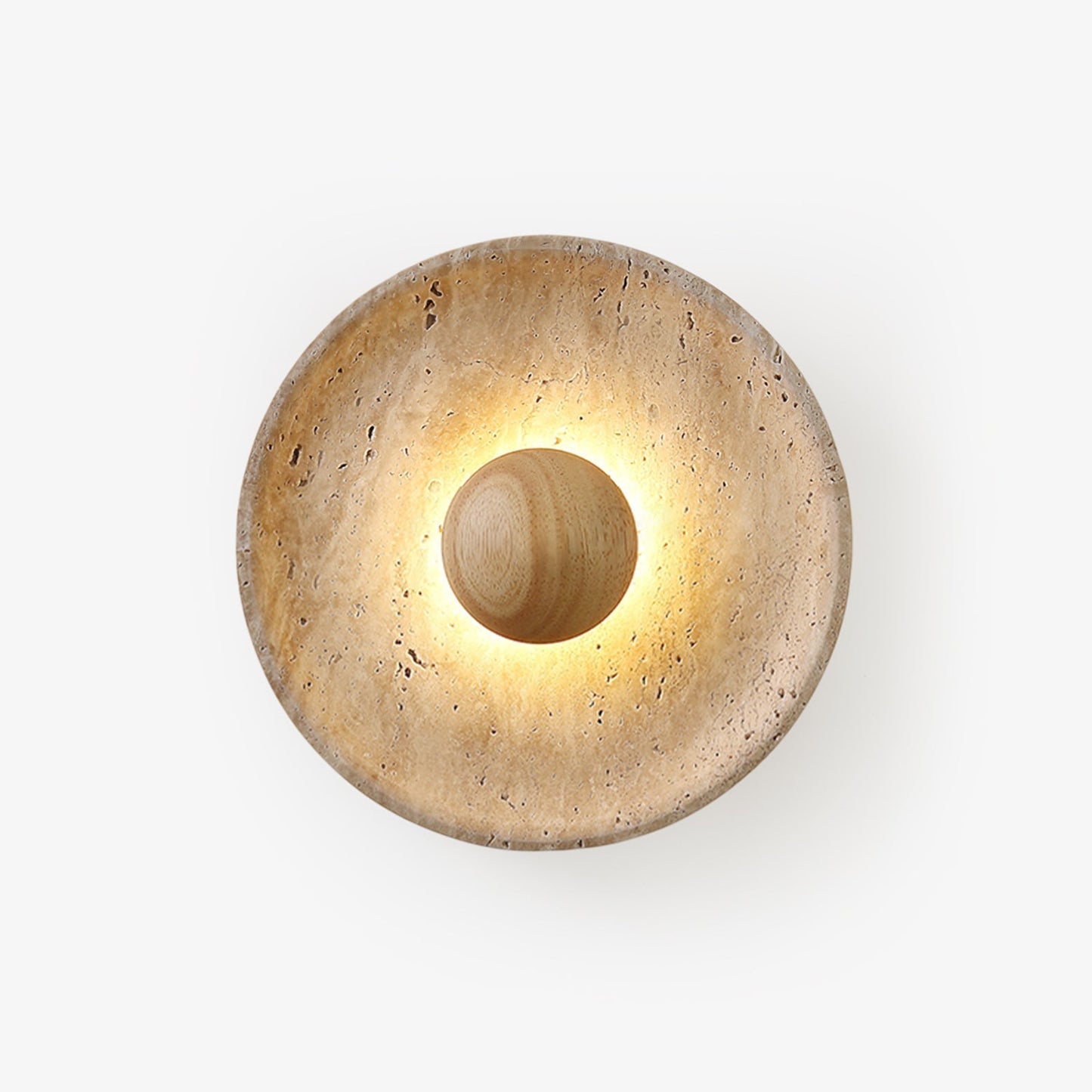 Luminaire Applique Murale Travertin et Bois | LED Intégrée, Lumière chaude