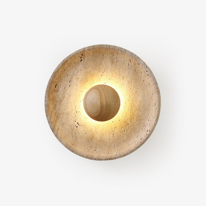 Luminaire Applique Murale Travertin et Bois | LED Intégrée, Lumière chaude