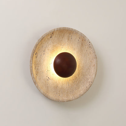 Luminaire Applique Murale Travertin et Bois | LED Intégrée, Lumière chaude