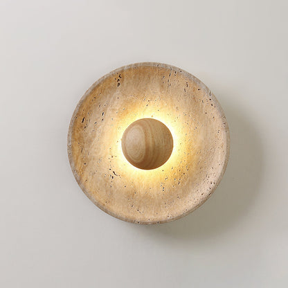 Luminaire Applique Murale Travertin et Bois | LED Intégrée, Lumière chaude