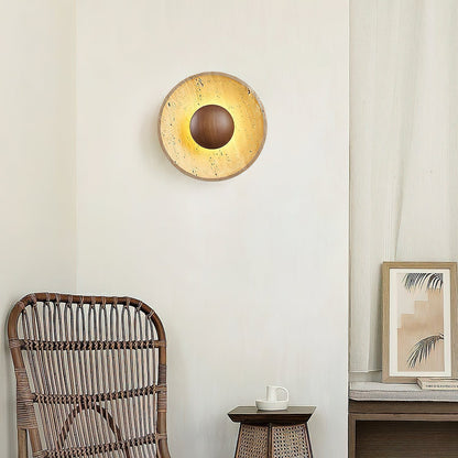 Luminaire Applique Murale Travertin et Bois | LED Intégrée, Lumière chaude