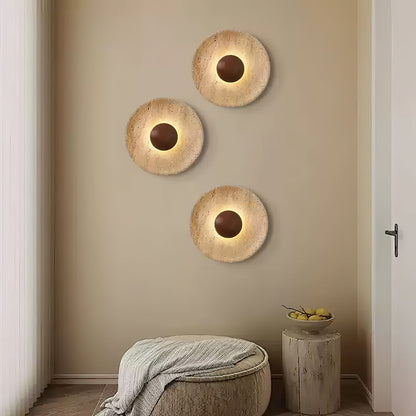 Luminaire Applique Murale Travertin et Bois | LED Intégrée, Lumière chaude