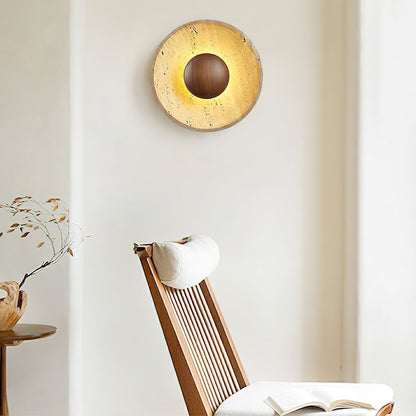 Luminaire Applique Murale Travertin et Bois | LED Intégrée, Lumière chaude