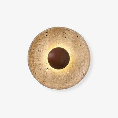 Luminaire Applique Murale Travertin et Bois | LED Intégrée, Lumière chaude