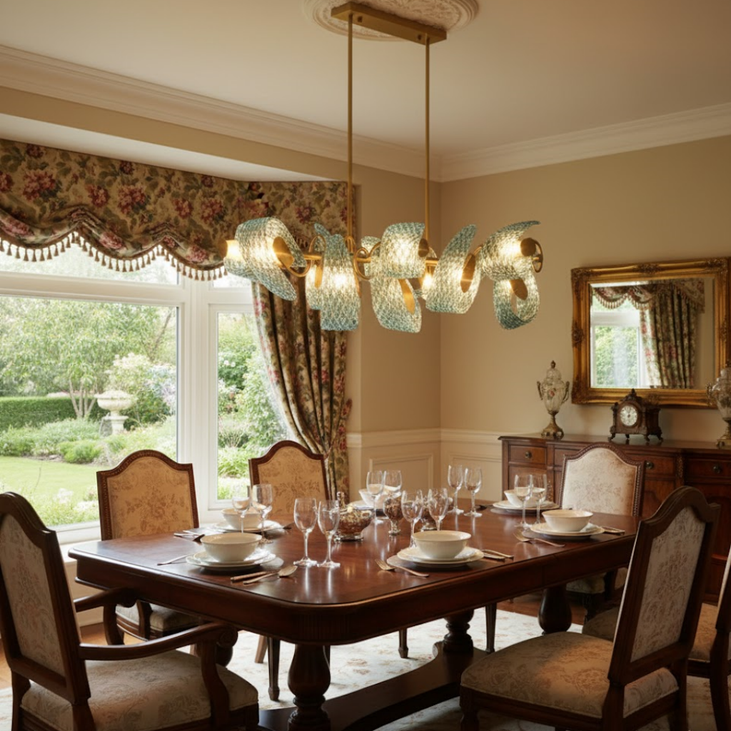 Lustre Chandelier Art Déco Verre Paon Bleu | LED G9 3 Lumières | Série Éclipse