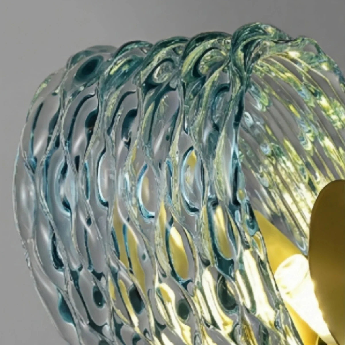 Lustre Chandelier Art Déco Verre Paon Bleu | LED G9 3 Lumières | Série Éclipse