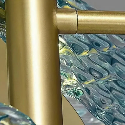 Lustre Chandelier Art Déco Verre Paon Bleu | LED G9 3 Lumières | Série Éclipse