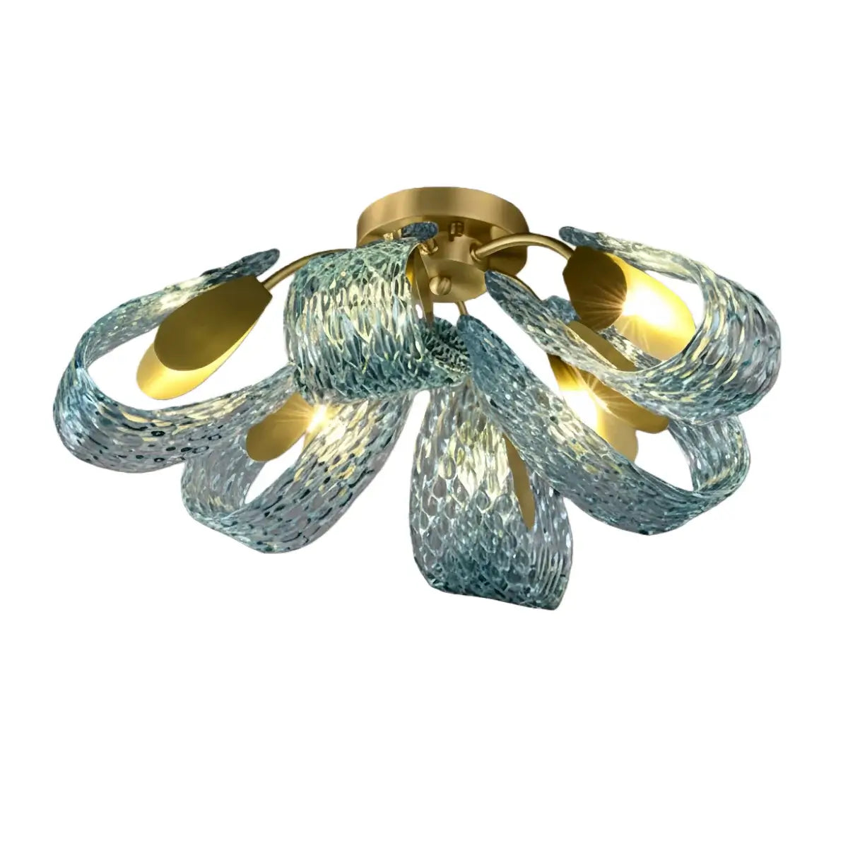 Lustre Chandelier Art Déco Verre Paon Bleu | LED G9 3 Lumières | Série Éclipse