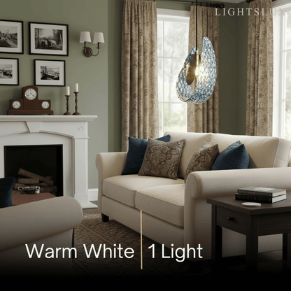 Lustre Chandelier Art Déco Verre Paon Bleu | LED G9 3 Lumières | Série Éclipse