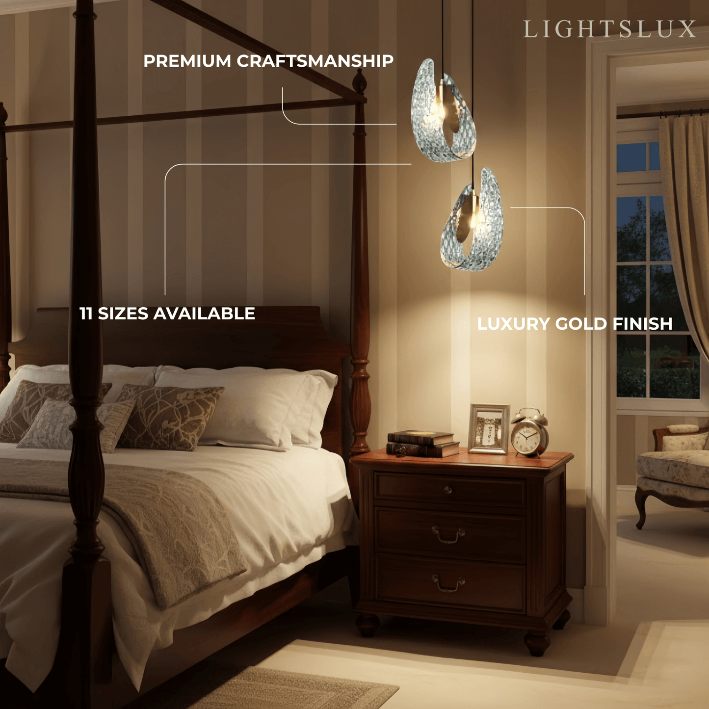 Lustre Chandelier Art Déco Verre Paon Bleu | LED G9 3 Lumières | Série Éclipse
