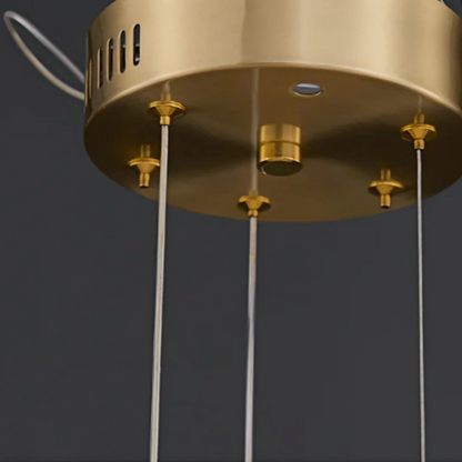 Lustre Suspension | Art Déco Laiton Brossé | LED Intégré, Câble Flottant