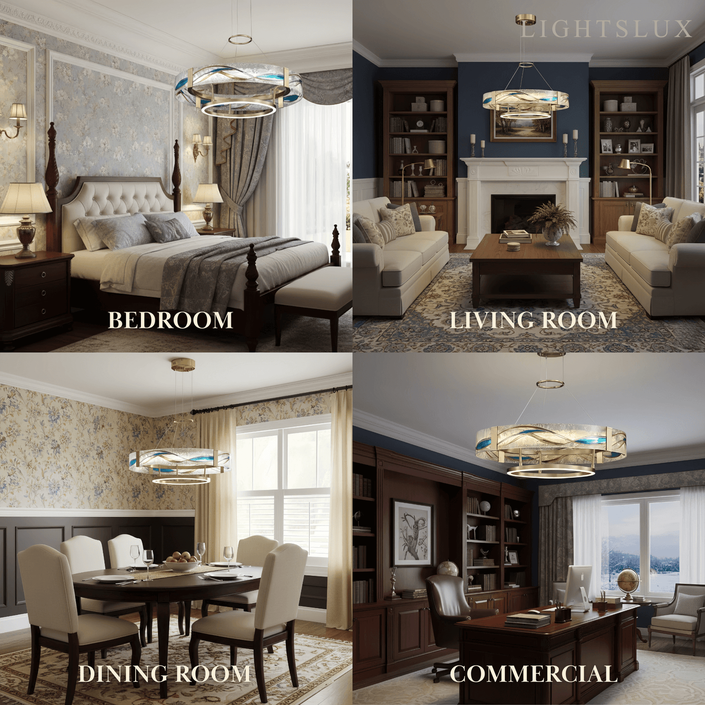 Lustre Suspension | Art Déco Laiton Brossé | LED Intégré, Câble Flottant