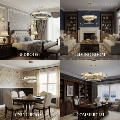 Lustre Suspension | Art Déco Laiton Brossé | LED Intégré, Câble Flottant