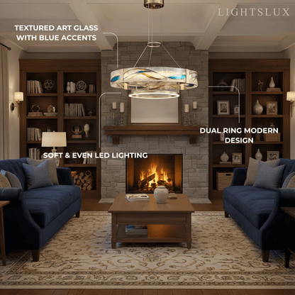 Lustre Suspension | Art Déco Laiton Brossé | LED Intégré, Câble Flottant