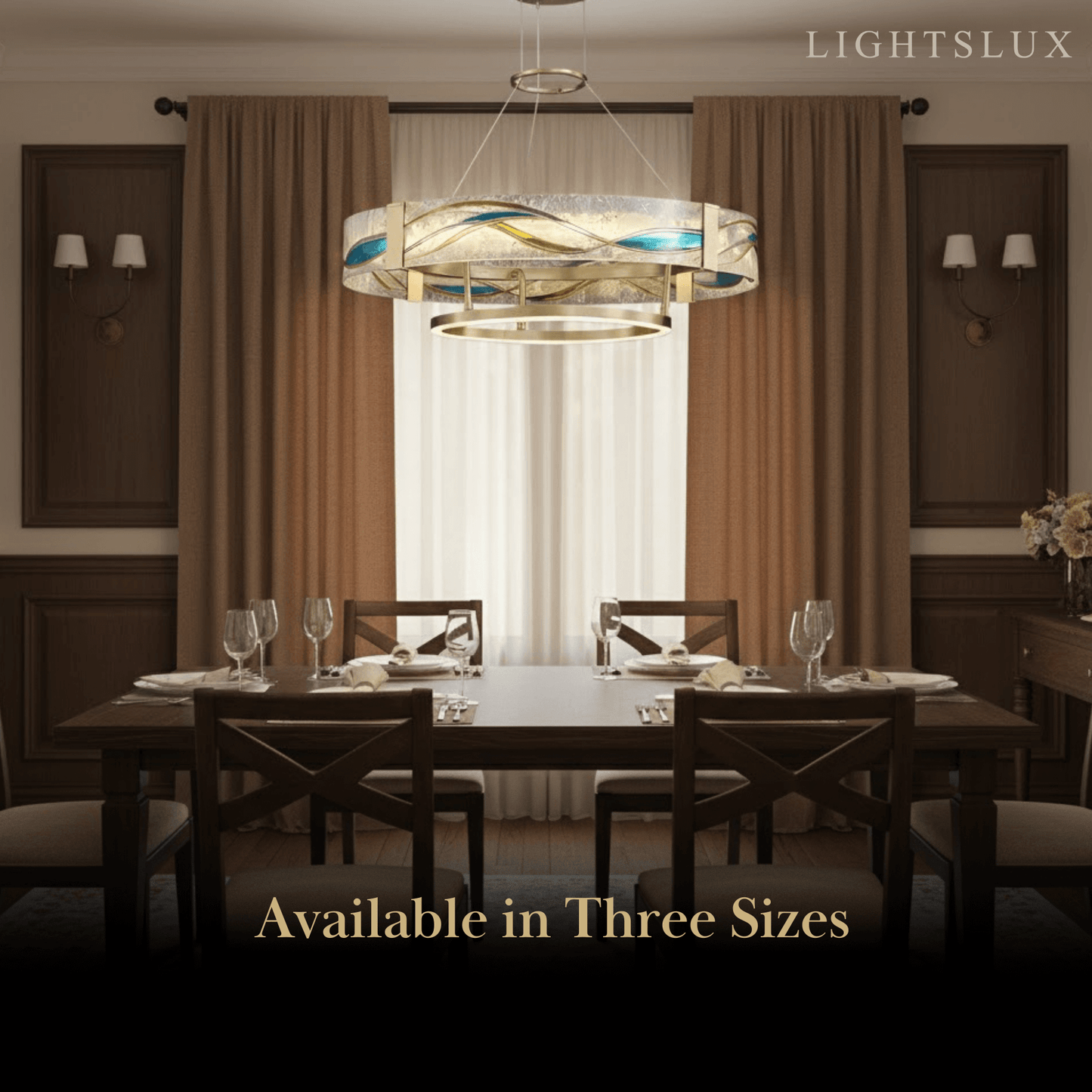 Lustre Suspension | Art Déco Laiton Brossé | LED Intégré, Câble Flottant