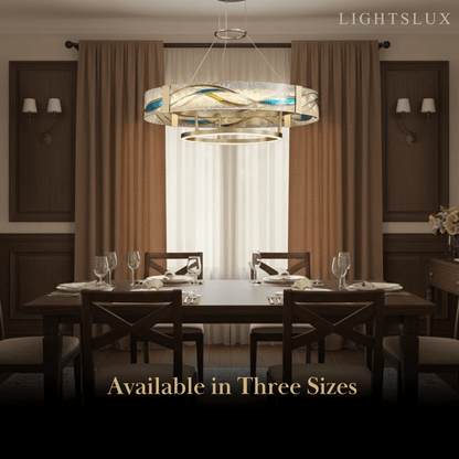 Lustre Suspension | Art Déco Laiton Brossé | LED Intégré, Câble Flottant
