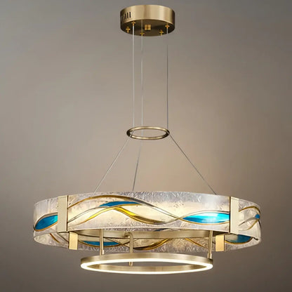 Lustre Suspension | Art Déco Laiton Brossé | LED Intégré, Câble Flottant