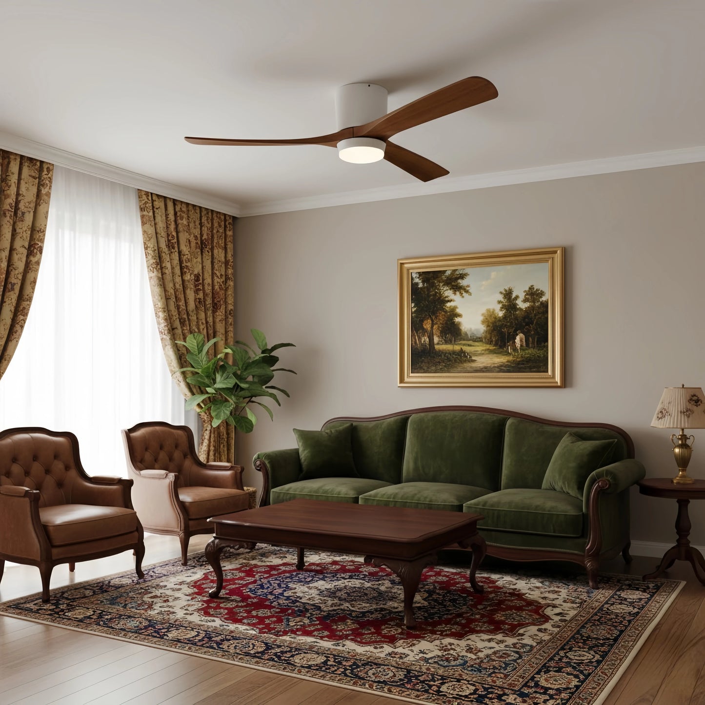 Ventilateur de Plafond Scandinave Bois | LED Intégrée, Flux d'Air Silencieux