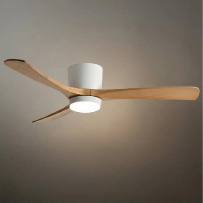 Ventilateur de Plafond Scandinave Bois | LED Intégrée, Flux d'Air Silencieux