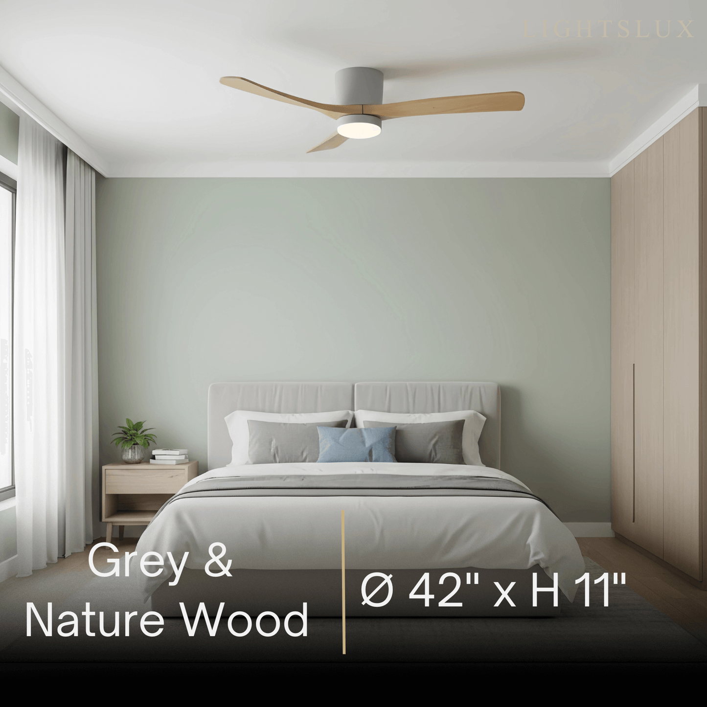 Ventilateur de Plafond Scandinave Bois | LED Intégrée, Flux d'Air Silencieux