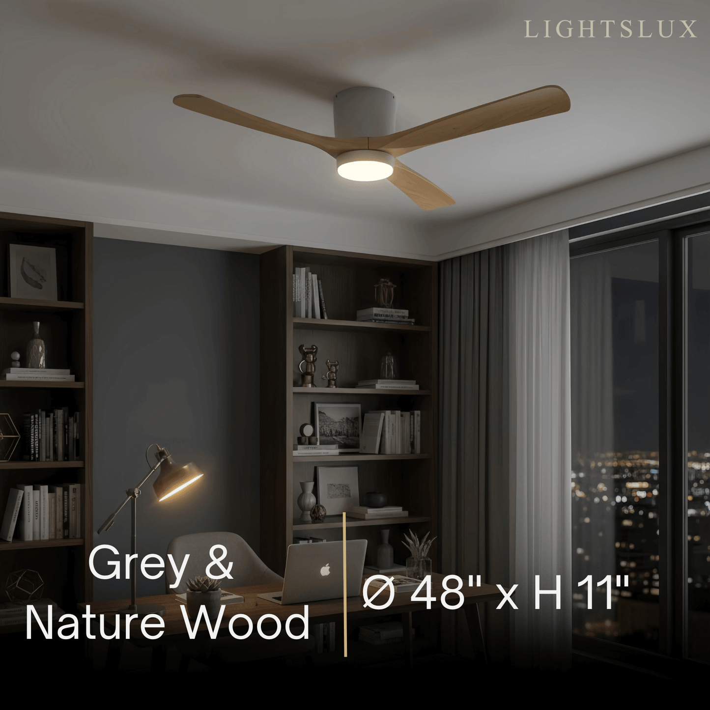 Ventilateur de Plafond Scandinave Bois | LED Intégrée, Flux d'Air Silencieux