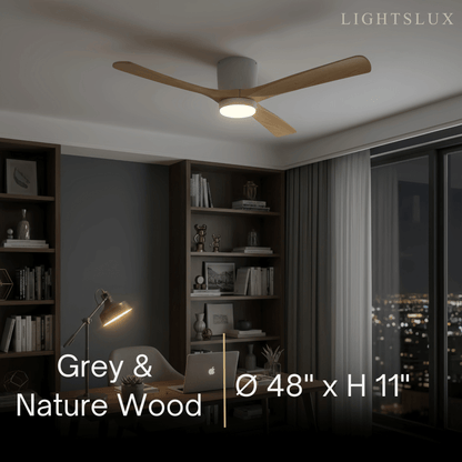 Ventilateur de Plafond Scandinave Bois | LED Intégrée, Flux d'Air Silencieux