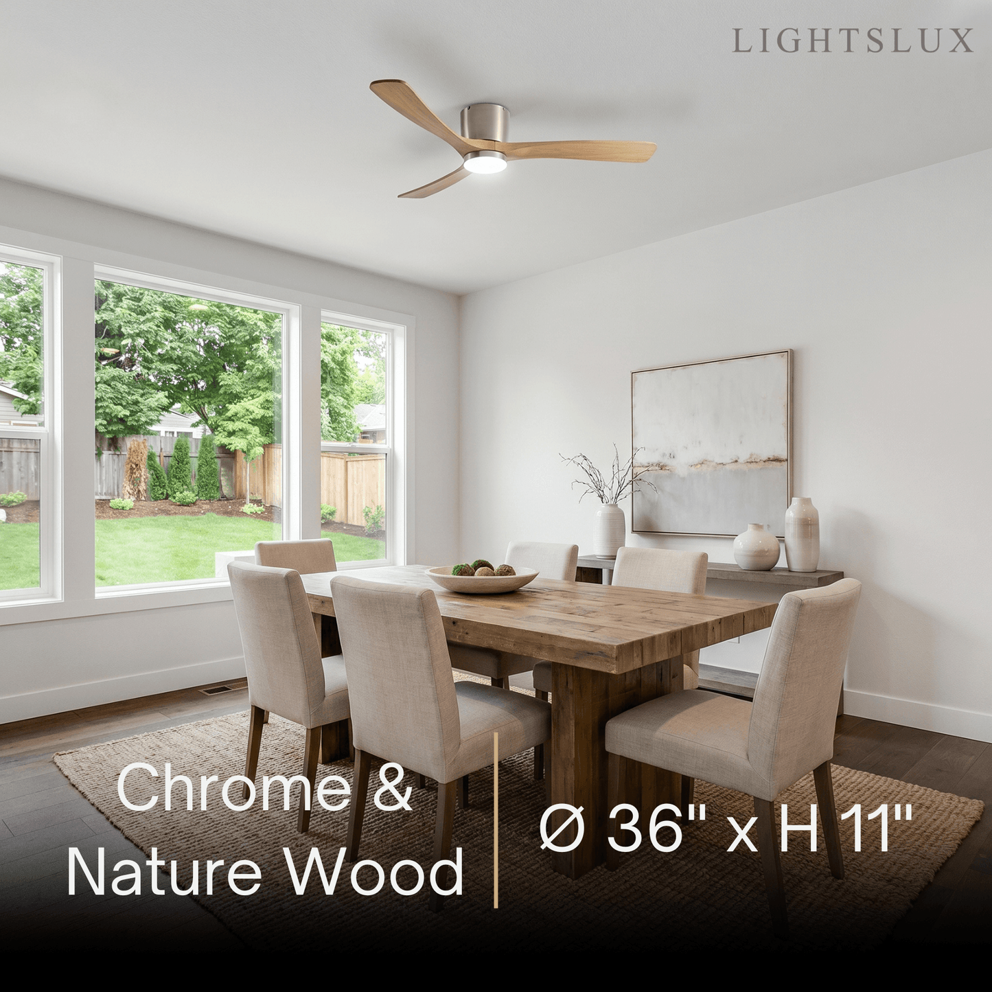 Ventilateur de Plafond Scandinave Bois | LED Intégrée, Flux d'Air Silencieux
