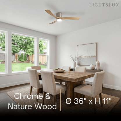 Ventilateur de Plafond Scandinave Bois | LED Intégrée, Flux d'Air Silencieux