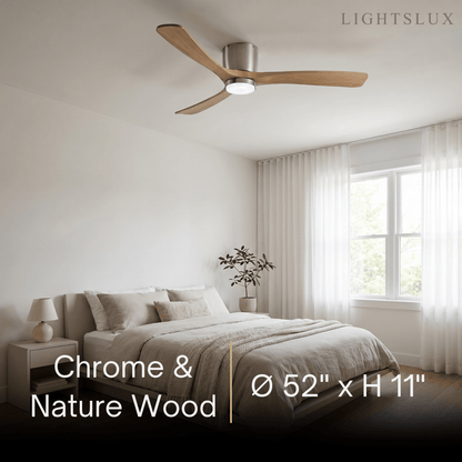 Ventilateur de Plafond Scandinave Bois | LED Intégrée, Flux d'Air Silencieux